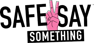 Safe to Say Something logo.  Two fingers held up are used to represent the word to. Safe2Say is a program to prevent violence.