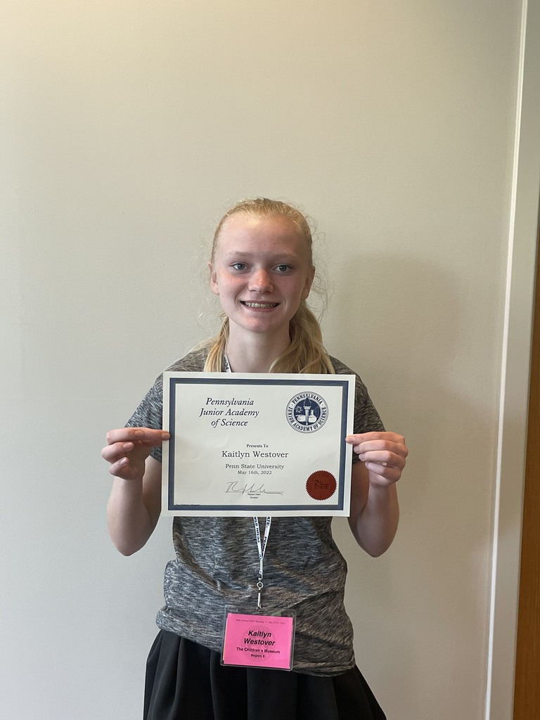 Kaitlyn Westover 2nd place at State Science Fair